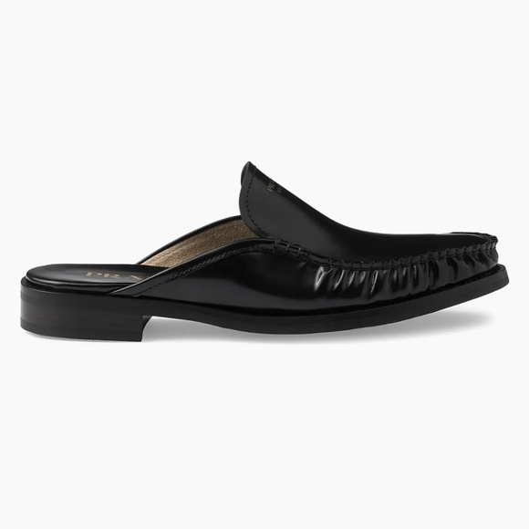 $1,200 Prada Logo Brushed Leather Mules Black EU 40 US 10 BNIB AUTHENTIC - Picture 2 of 11